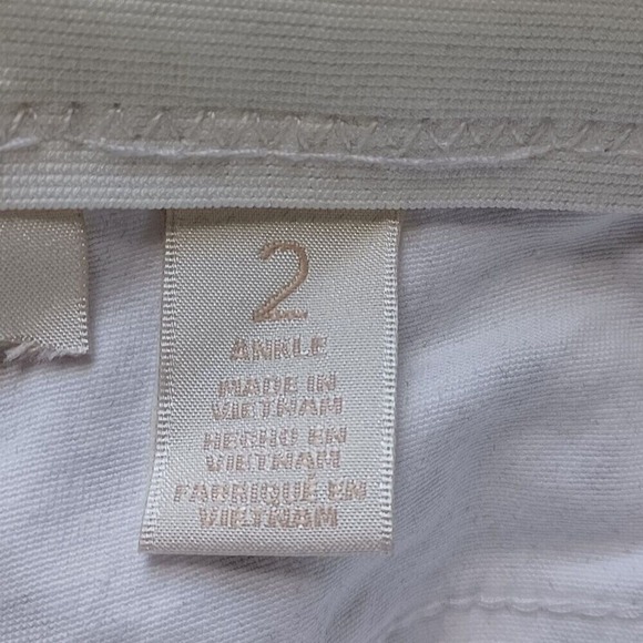 Chicos Sz 2 / 12 Ankle Pants Polka Dot Straight Leg White Black Casual‎ Classic - Picture 4 of 13